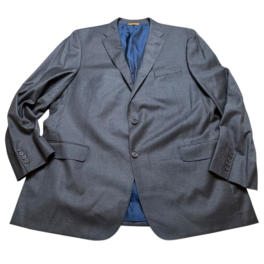 HICKEY FREEMAN‎ Mens Charcoal Gray Wool Blazer Loro Piana Size 48 Long Office